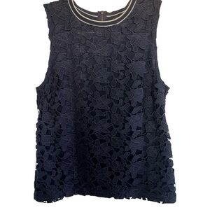 Banana Republic Navy Blue Floral Lace Sleeveless Top - Small